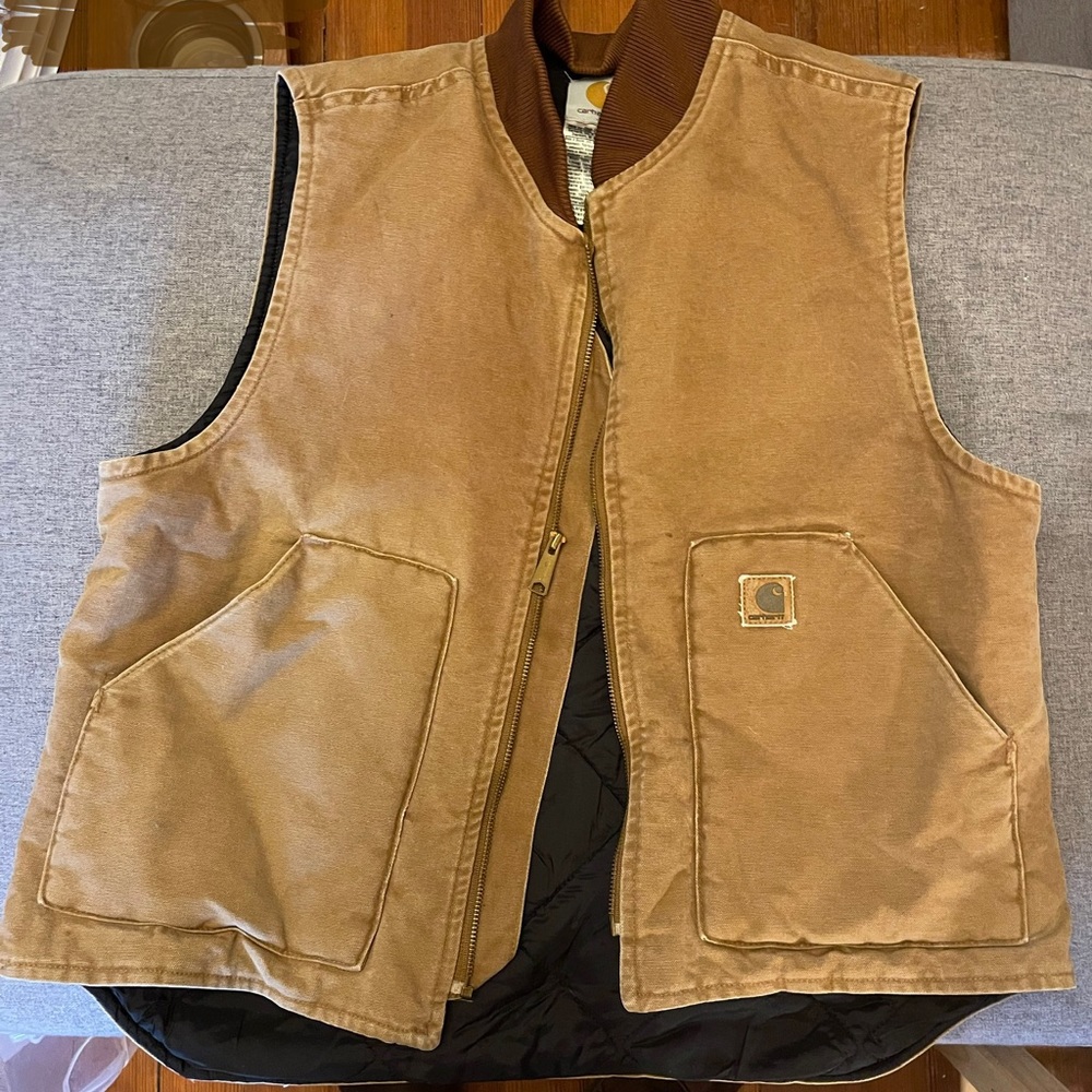 Vintage Carhartt Vest | Quilt-lined, Brown | Large